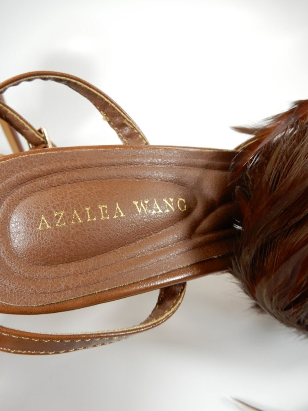 AZALEA WANG Angeles Feather Stiletto Heels Sandals Size 6 Brown NEW $109 - Picture 12 of 14